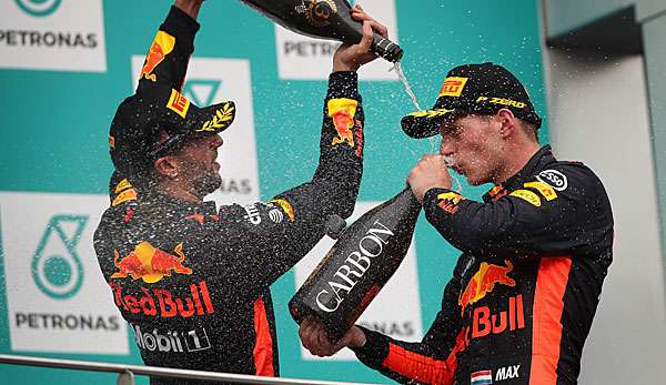 Daniel Ricciardo und Max Verstappen feierten zusammen auf dem Podest 