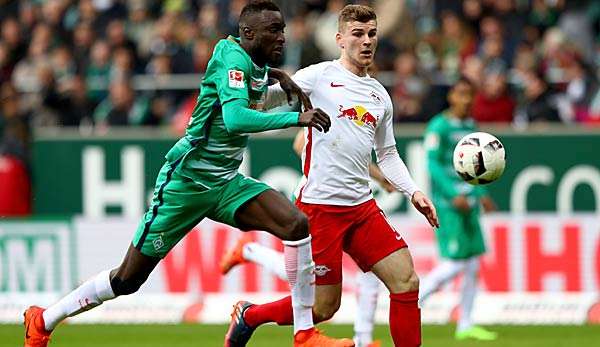 Timo Wener gastiert mit RB Leipzig bei Werder Bremen mit Lamine Sane 