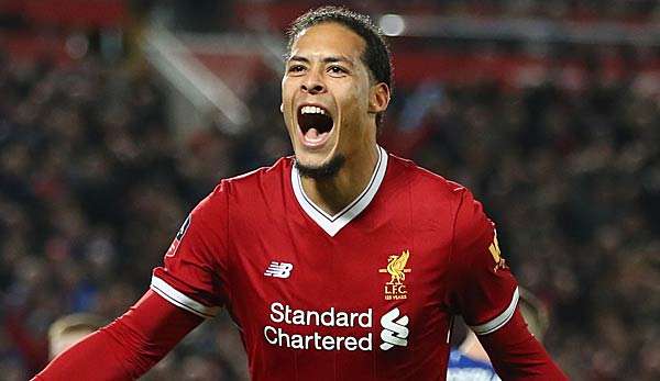 Virgil van Dijk bei seinem ersten Treffer für Liverpool.