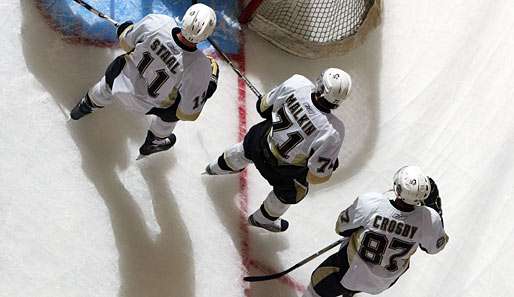 Die drei Top-Center der Penguins: Jordan Staal, Jewgeni Malkin und Sidney Crosby 