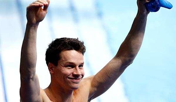 Patrick Hausding freut sich nach seinem Erfolg vom 3 Meter Brett