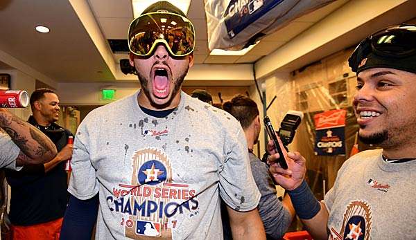 Die Houston Astros feierten ihren letztjährigen World-Series-Titel ausgiebig.