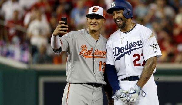 Manny Machado (l.) schoss vor dem All-Star Game ein Selfie mit seinem künftigen Teamkollegen Matt Kemp von den Los Angeles Dodgers.