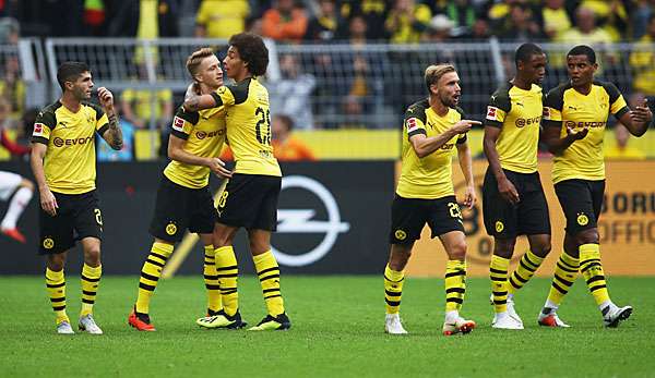 Der BVB bejubelt ein Tor während der Bundesligapartie gegen RB Leipzig