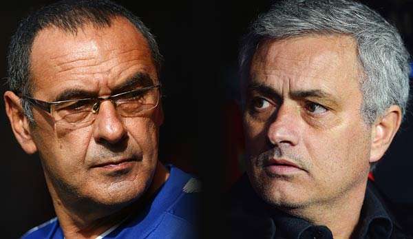 Jose Mourinho (r) trifft auf seinen alten Verein und Coach Maurizio Sarri.