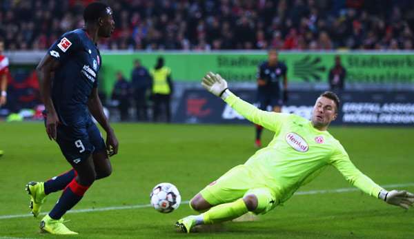 Jean-Philippe Mateta (l.) erzielte das Tor zum 1:0 für Mainz.