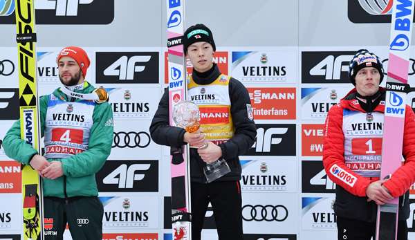 Schon zweimal musste der Deutsche Markus Eisenbichler (l.) nur dem Japaner Kobayashi den Vortritt lassen.