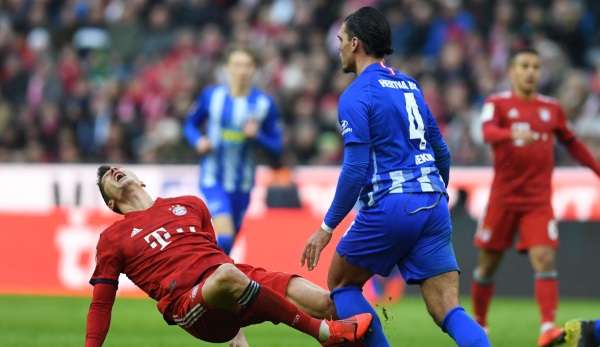 Robert Lewandowski vom FC Bayern München stand gegen Hertha BSC mehrfach im Fokus. 