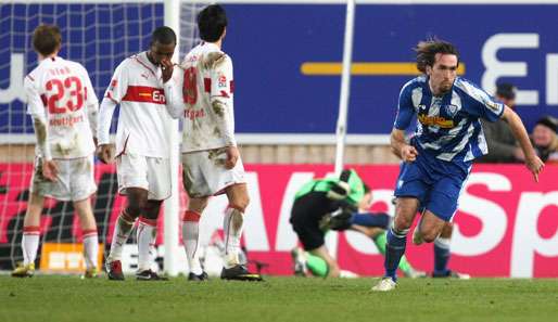 Christian Fuchs erzielte in dieser Saison ein Freistoß-Tor gegen den VfB Stuttgart