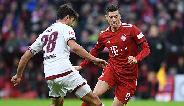 Robert Lewandowski gastiert am Sonntag mit den Bayern in Nürnberg.