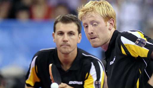 Christian Süß (r.) und Timo Boll holen Gold in Macao