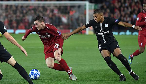 Mbappe und Robertson trafen in der Champions League aufeinander.