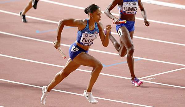 Sprinterin Allyson Felix hat in Doha als Zuschauerin ihr 13. Gold bei einer Leichtathletik-WM geholt.