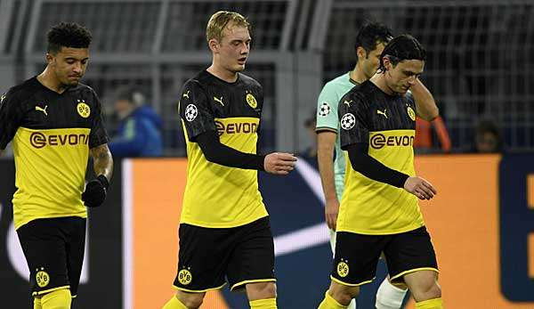 Konsternierte Gesichter: Julian Brandt, Nico Schulz und Jadon Sancho nach der ersten BVB-Halbzeit gegen Inter Mailand.