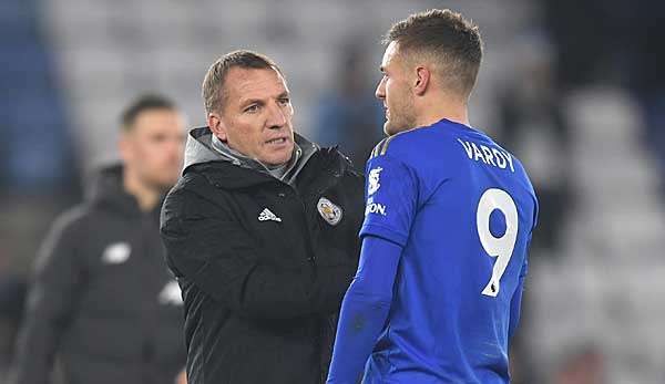 Wollen weiter in der Spitzengruppe der Premier League bleiben: Leicester Citys Toptorjäger Jamie Vardy und Trainer Brendan Rodgers.