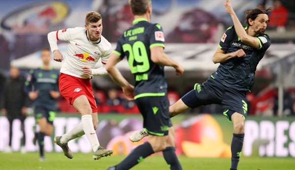Timo Werner (l.) erzielte mit seinem 19. Saisontor das 1:1 für Leipzig gegen Union Berlin.