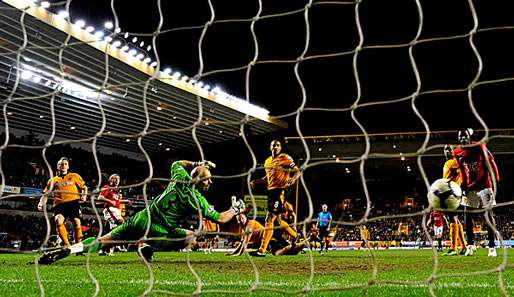 Das Siegtor in Wolverhampton: Paul Scholes trifft für Manchester United