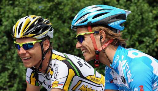 Linus Gerdemann (r.) konnte das Gelbe Trikot erfolgreich verteidigen