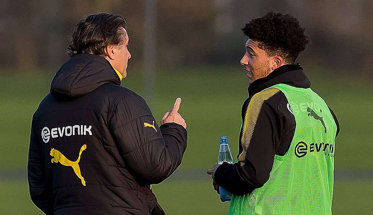 Jadon Sancho (r.) steht noch bis 2022 beim BVB unter Vertrag.