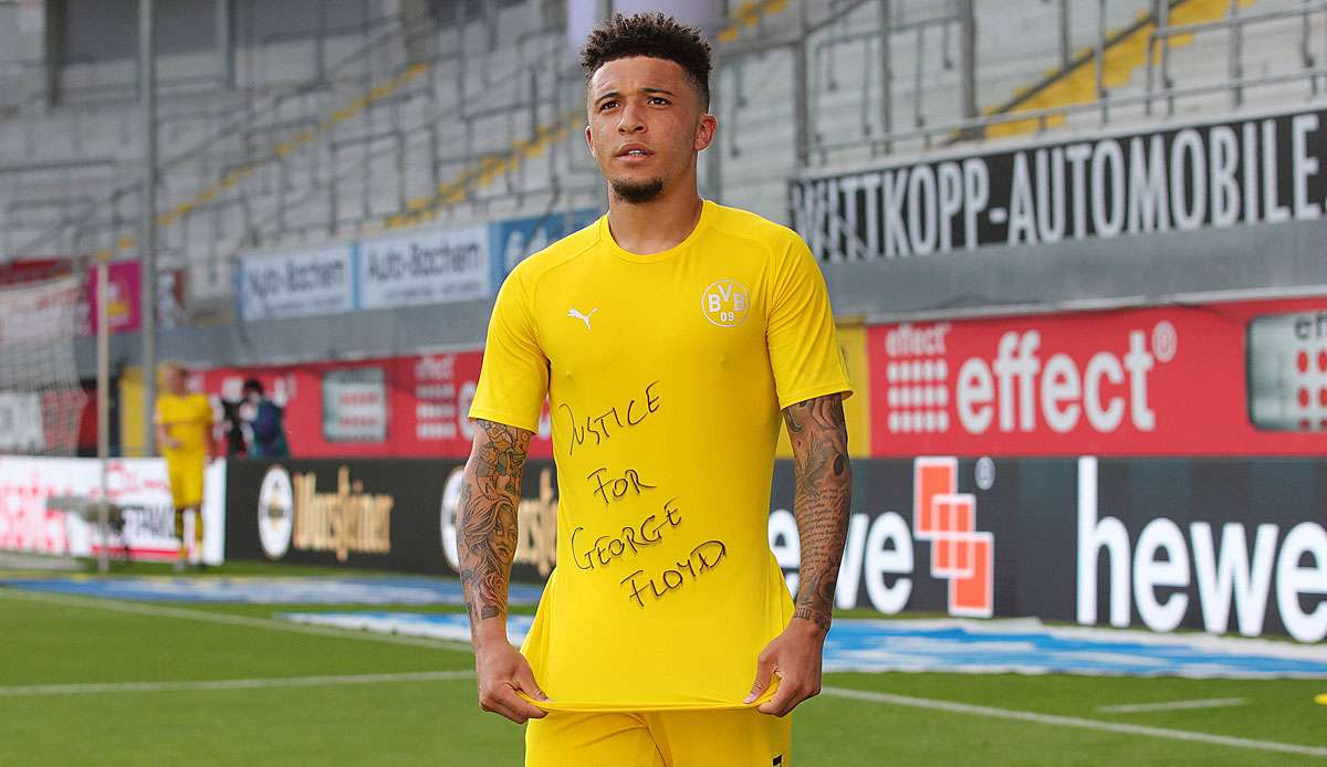 Jadon Sancho war einer von mehreren Bundesliga-Profis, die am Wochenende auf Rassismus und Polizeigewalt aufmerksam gemacht haben.