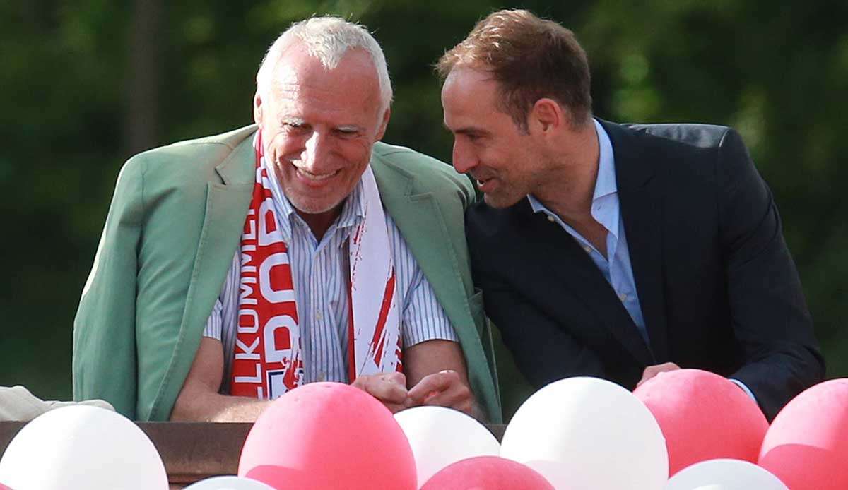 Verstehen sich blendend als Geschäftspartner: Red-Bull-Eigentümer Dietrich Mateschitz und RB-Leipzig-Vorstand Oliver Mintzlaff.