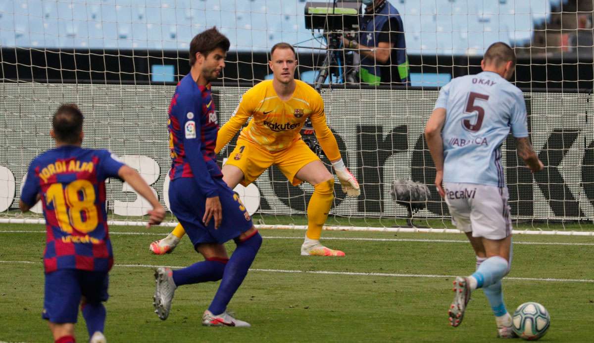 Torhüter Marc-Andre ter Stegen und dem FC Barcelona reichten bei Celta Vigo zwei Führungen nicht zum Sieg.