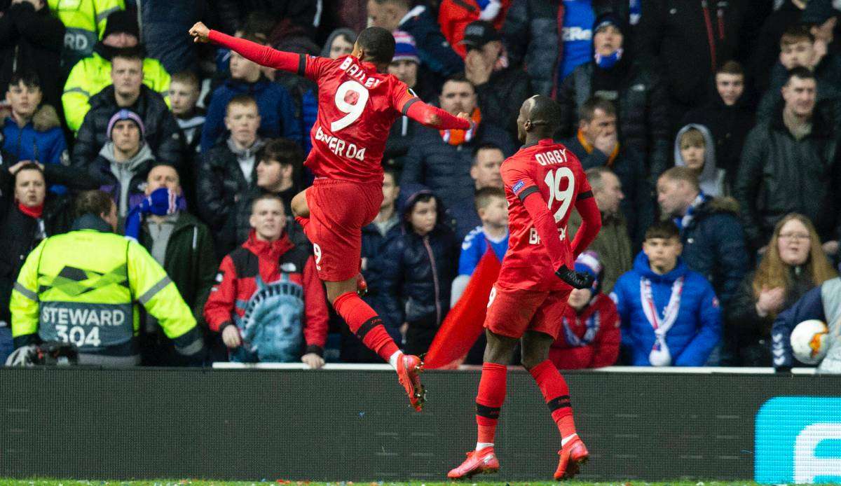 Leon Bailey traf für Bayer Leverkusen gegen Glasgow Rangers.