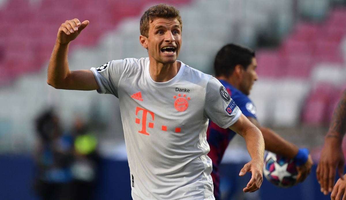 Thomas Müller traf im Viertelfinale gegen den FC Barcelona zum 1:0.