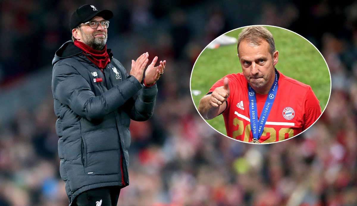 Champions-League-Sieger unter sich: Jürgen Klopp vom FC Liverpool gratulierte dem FC Bayern und ganz besonders Hansi Flick zum CL-Titel.