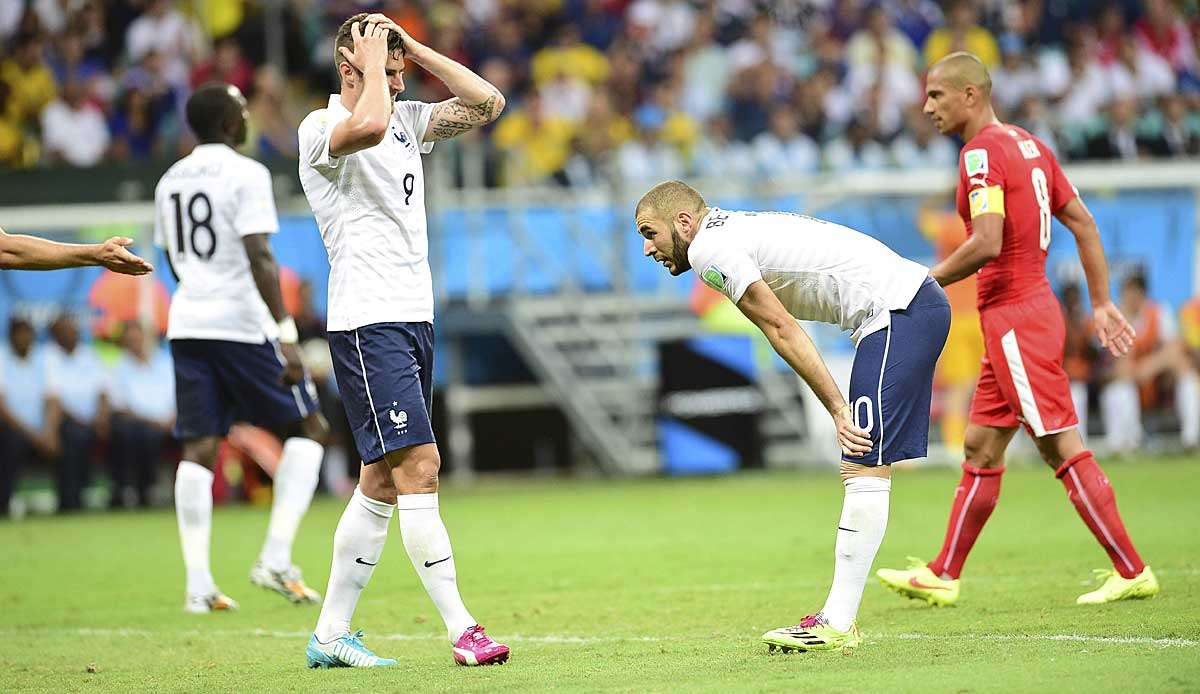 Spielten bis 2014 gemeinsam für die französische Nationalmannschaft: Olivier Giroud und Karim Benzema.