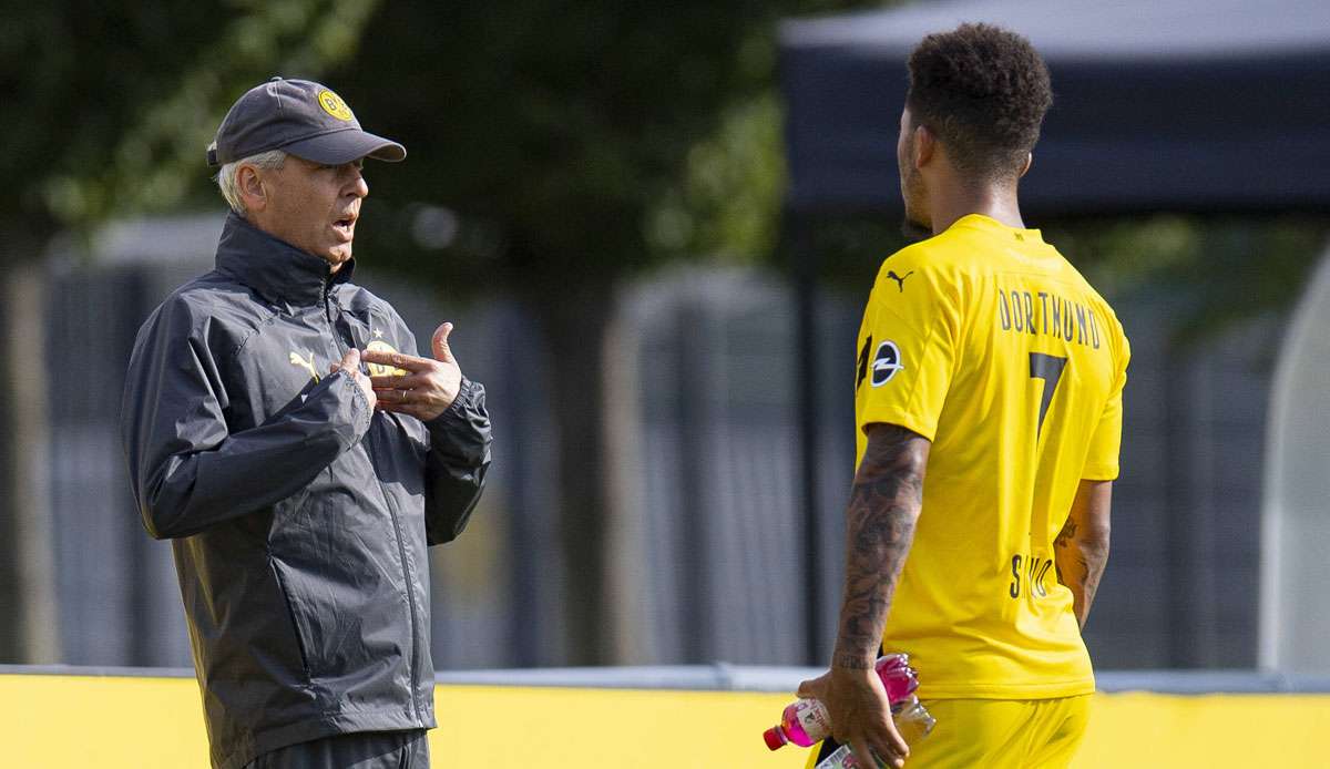 Lucien Favre und Jadon Sancho in der Saisonvorbereitung.