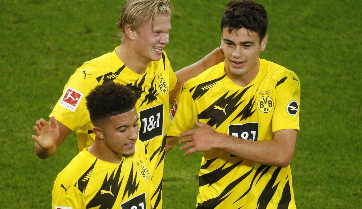 Erling Haaland (l.o.) und Giovanni Reyna (r.) trafen beim Auftaktsieg über Mönchengladbach, Jadon Sancho glänzte als Vorbereiter