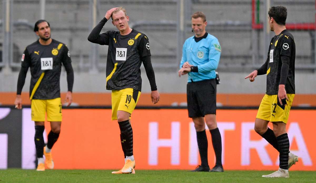 Lange Gesichter beim BVB: Emre Can, Julian Brand, Giovanni Reyna (v.l.).