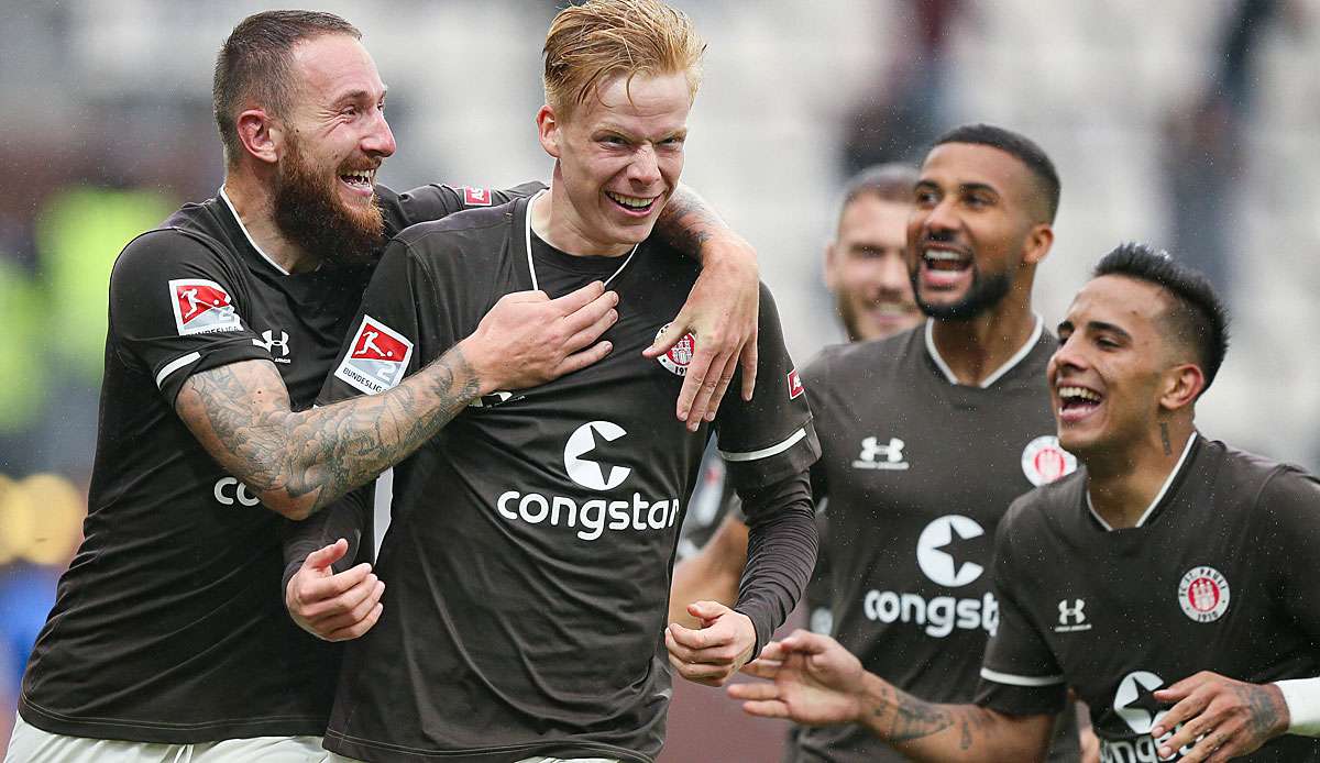 Wieckhoff trifft zum 3:0 für Pauli gegen Heidenheim.