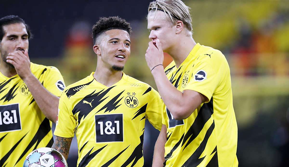 Sollen weiterhin bei Ole Gunnar Solskjaer und Manchester United hoch im Kurs stehen: Erling Haaland und Jadon Sancho vom BVB.