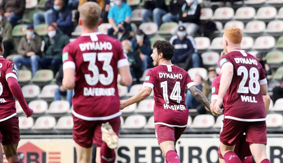 Philipp Hosiner (M.) schoss am vergangenen Spieltag das Siegtor der Dresdner gegen Lübeck.