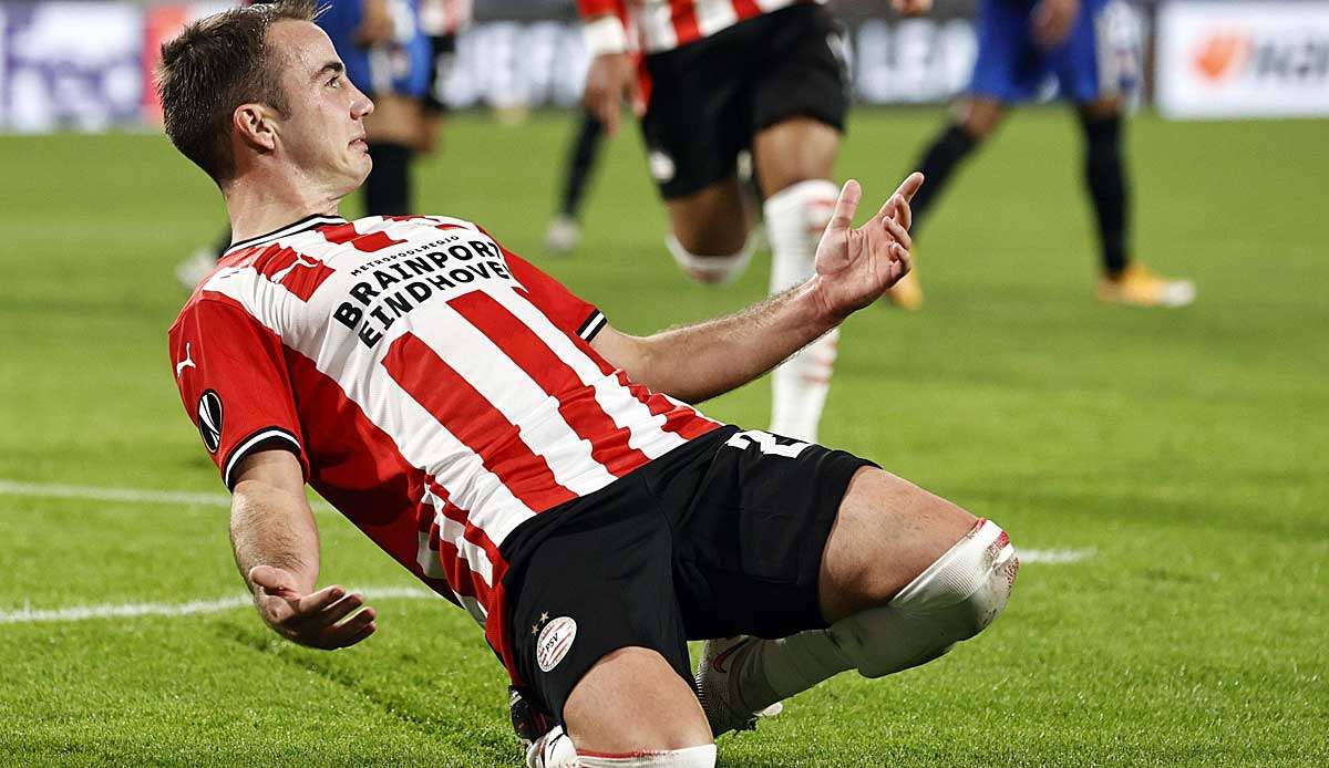 Da war noch alles gut: Mario Götze traf auch bei seinem Europa-League-Debüt für die PSV Eindhoven.