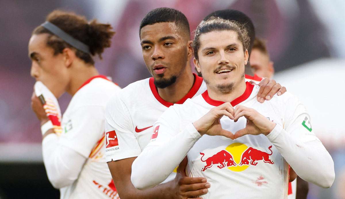 Marcel Sabitzer (r.) erzielte das 2:1 für RB Leipzig.