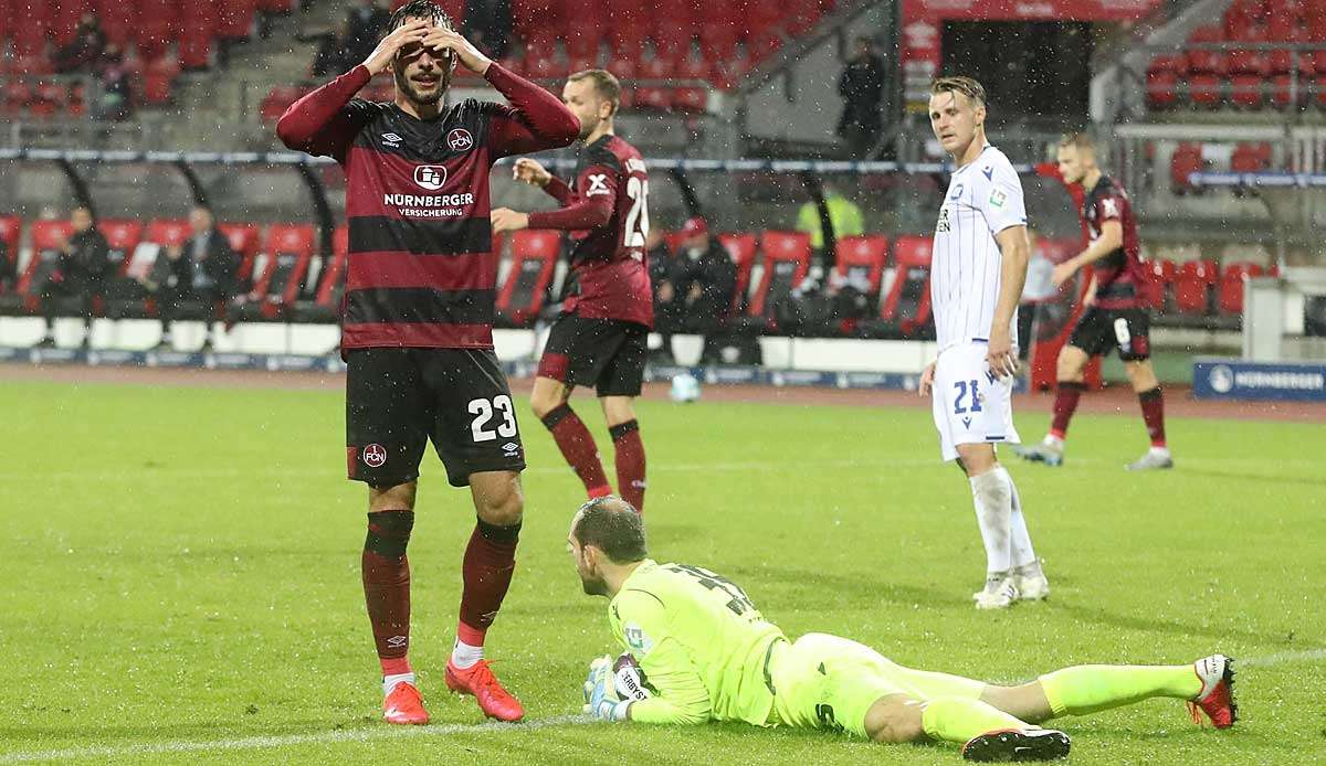 Zum Wegschauen: Der 1. FC Nürnberg mit Marius Gersbeck verspielte erneut eine Führung und tritt tabellarisch auf der Stelle.