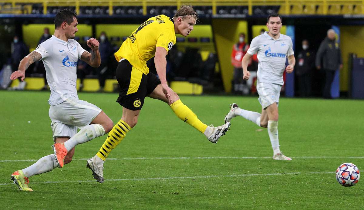 Erling Haaland erzielte gegen Zenit St. Petersburg sein zwölftes Champions-League-Tor.