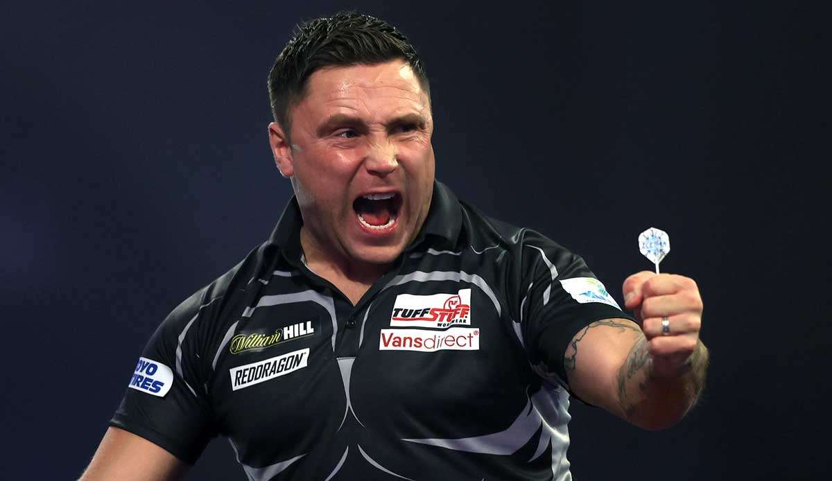 Gerwyn Price führt mit 4:1 nach Sätzen im Finale gegen Gary Anderson.