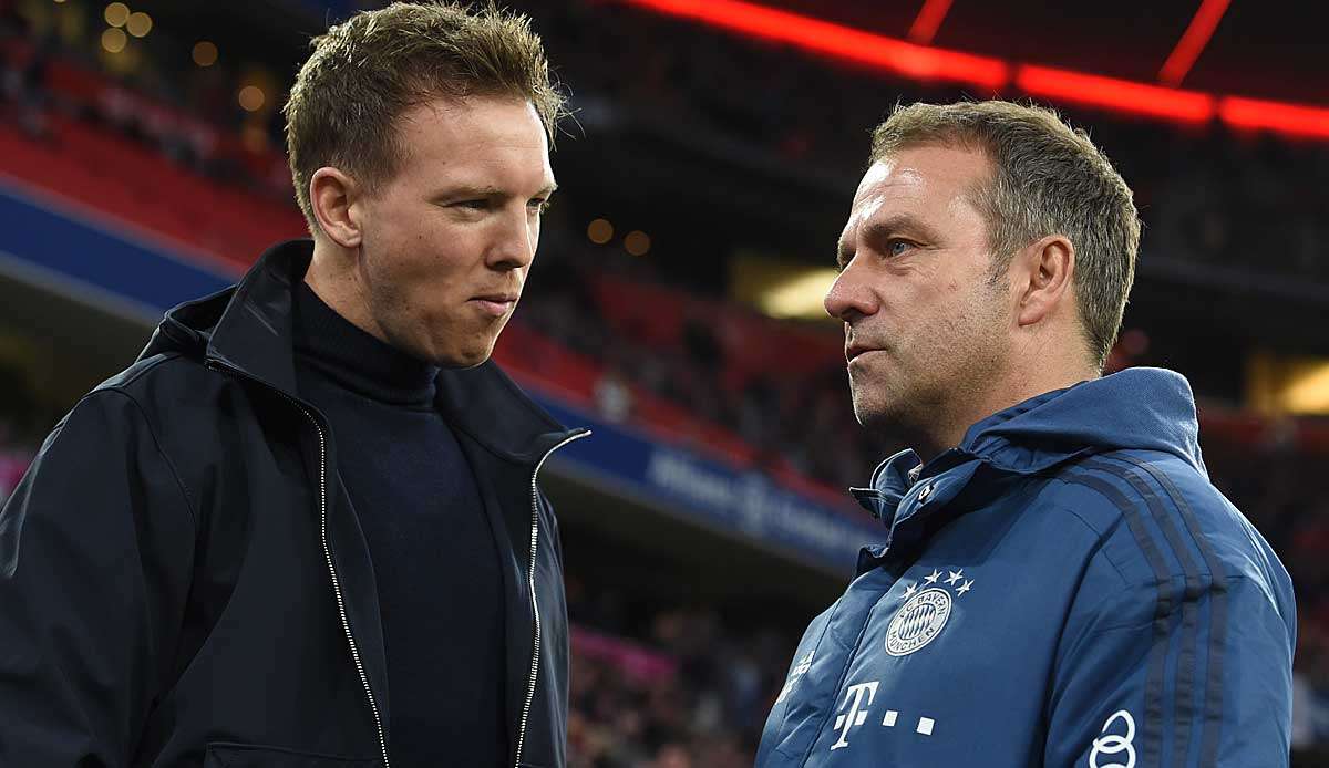 Liefern sich ein enges Titelrennen: RB Leipzig mit Trainer Julian Nagelsmann und Hansi Flick mit dem FC Bayern.