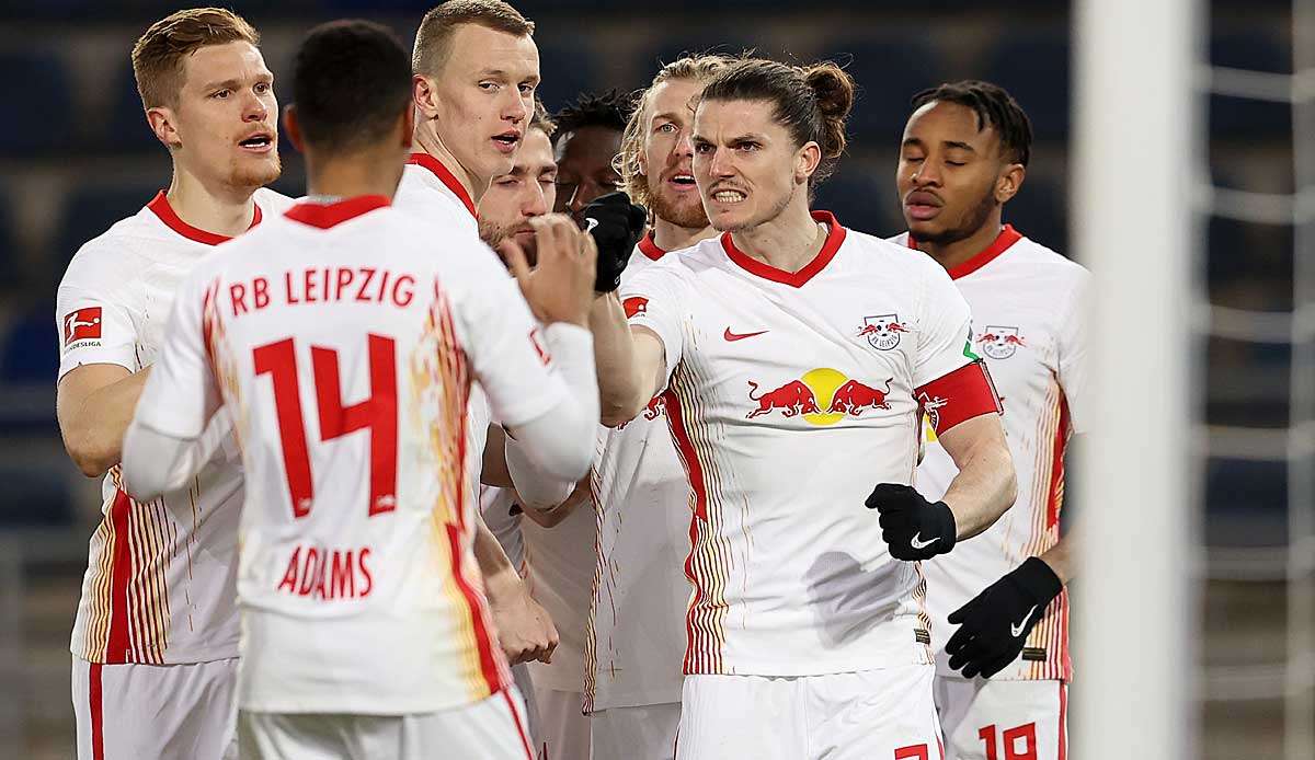 Marcel Sabitzer (2.v.r.) erzielte das Tor des Tages für RB Leipzig.