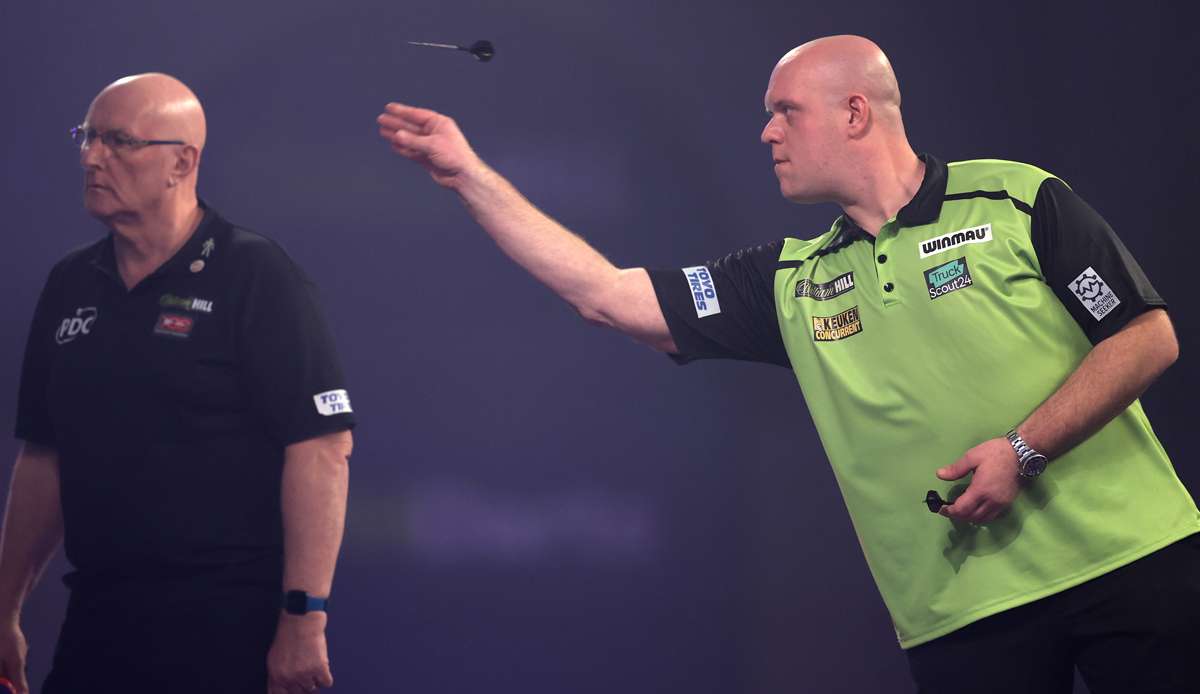 Michael van Gerwen muss am 8. Spieltag der Premier League of Darts gegen Jose de Sousa ran.