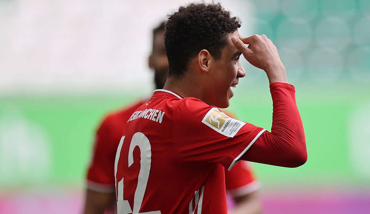 Jamal Musiala erzielte gegen Wolfsburg das erste Kopfballtor seiner Karriere.