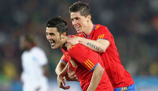 Trifft David Villa (l.) auch gegen Chile?