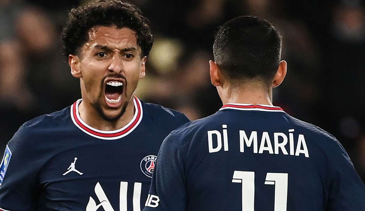 Marquinhos (l.) und Angel Di Maria erzielten die Tore gegen Lille.