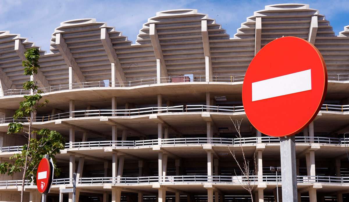 Nichts geht vorwärts: Das Nou Mestalla ist über den Zustand einer Großbaustelle nur wenig hinausgekommen.