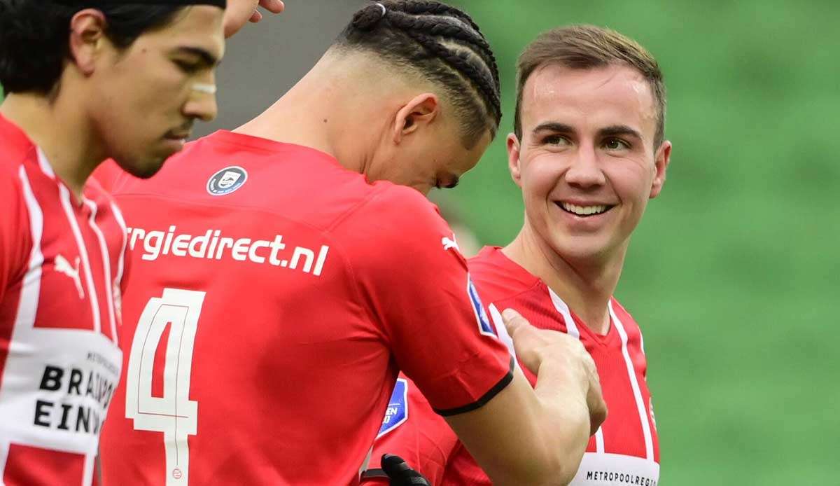 Mario Götze erzielte gegen Groningen sein erstes Saisontor für PSV in der Eredivisie.