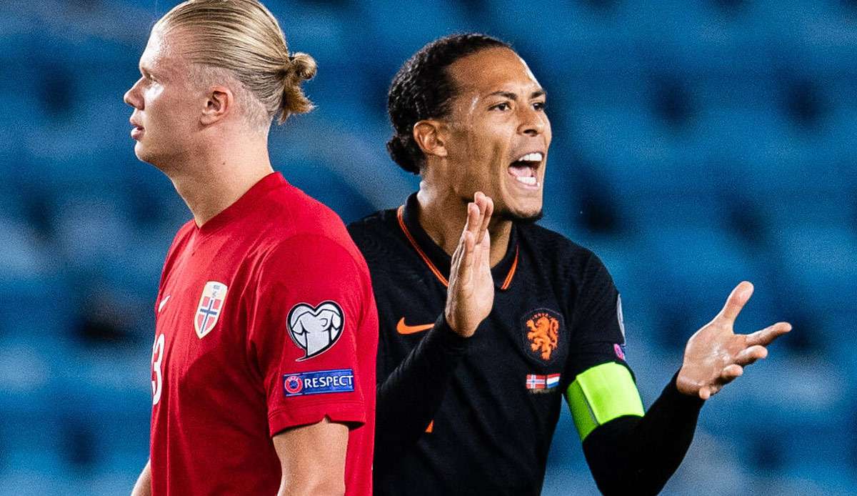 Haaland (l.) traf in der WM-Qualifikation mit Norwegen auf die Niederlande.